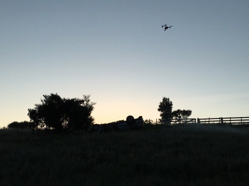 Upturned car + drone